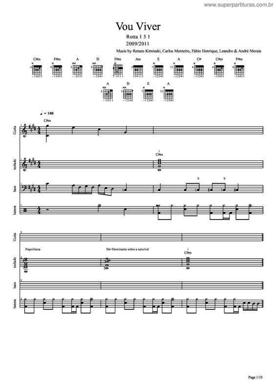 Partitura da música Vou Viver