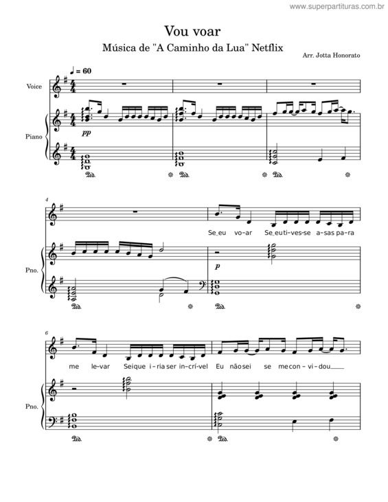 Partitura da música Vou Voar – Priscila Alcantara