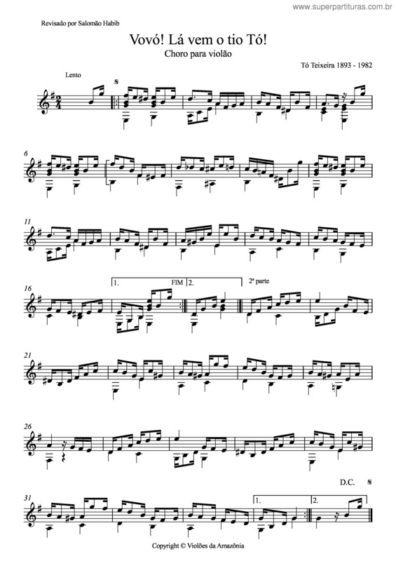 Partitura da música Vovó, la vem o tio Tó