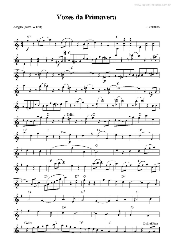 Partitura da música Vozes da Primavera