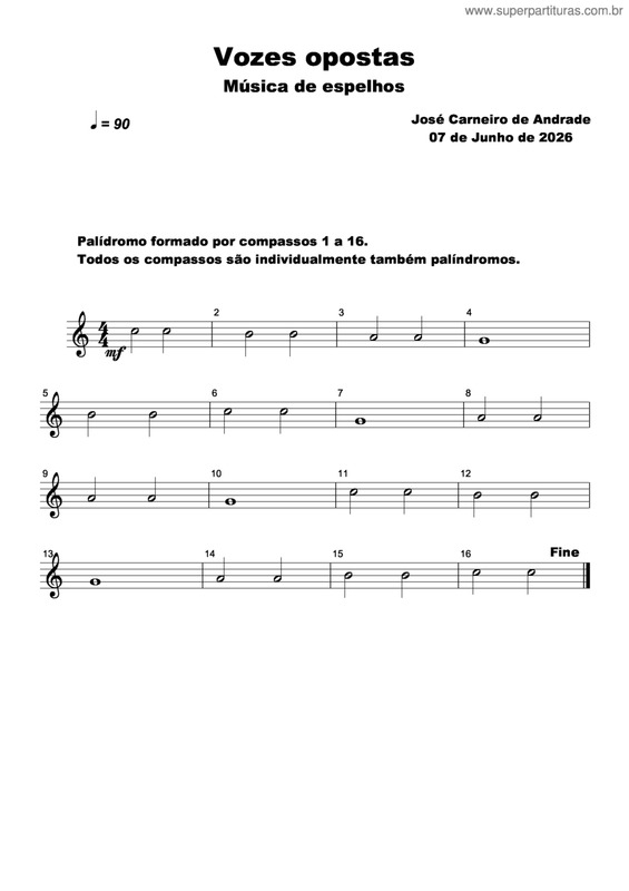 Partitura da música Vozes Opostas