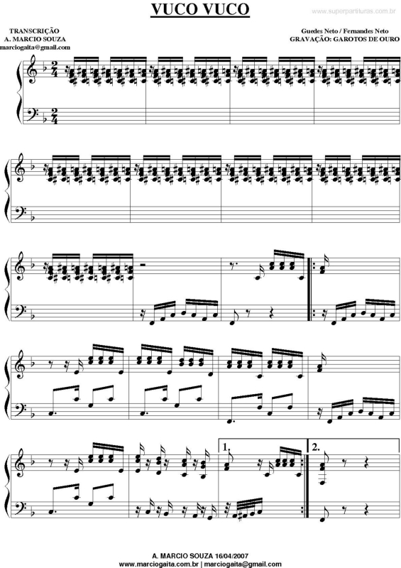 Partitura da música Vuco Vuco