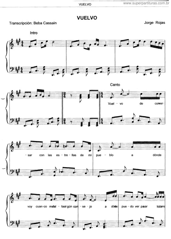Partitura da música Vuelvo