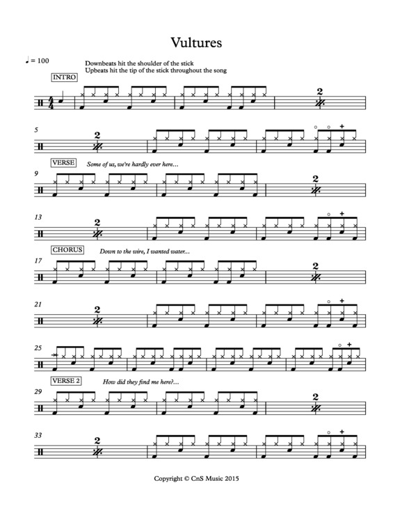 Partitura da música Vultures