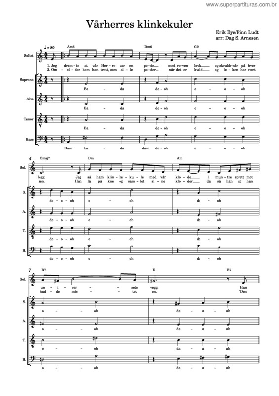 Partitura da música Vårherres Klinkekuler – Erik Bye/Finn Ludt Vårherres Klinkekuler