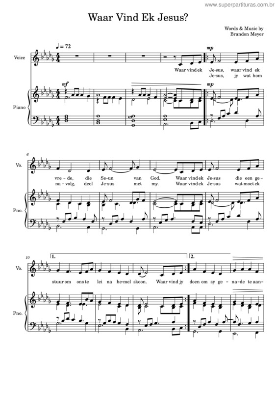Partitura da música Waar Vind Ek Jesus?