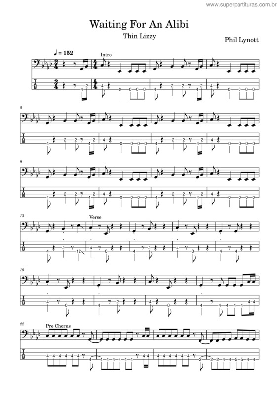 Partitura da música Waiting For An Alibi–Thin Lizzy