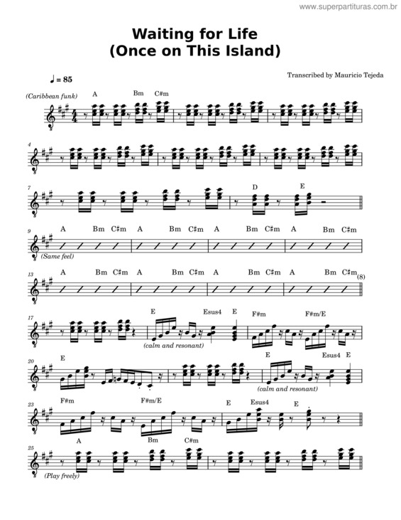 Partitura da música Waiting For Life