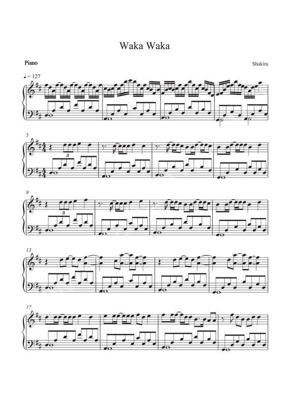 Partitura da música Waka Waka v.2