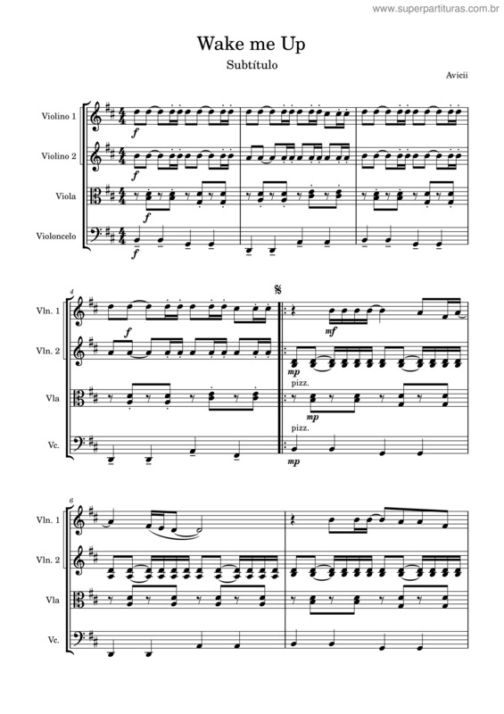 Partitura da música Wake Me Up – Avicii v.12