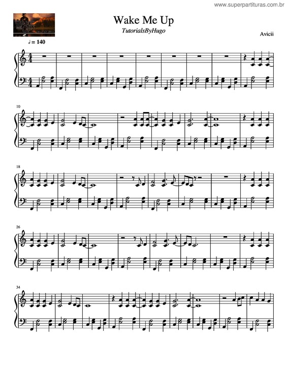 Partitura da música Wake Me Up – Avicii v.2