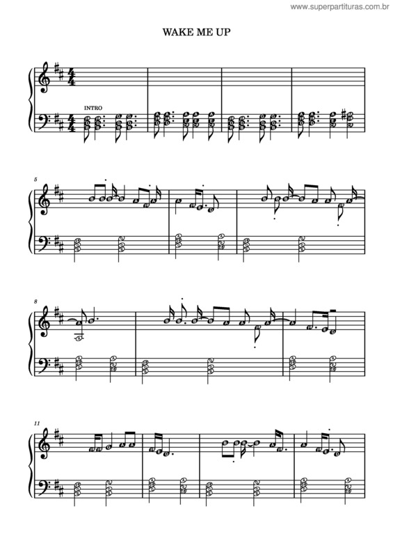 Partitura da música Wake Me Up – Avicii v.3