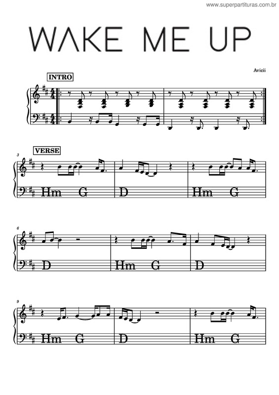 Partitura da música Wake Me Up – Avicii v.5