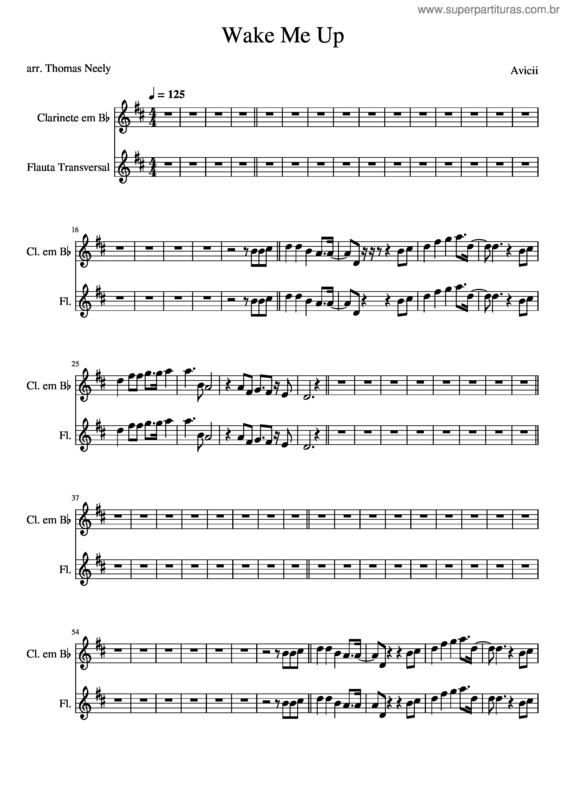 Partitura da música Wake Me Up – Avicii Wake Me Up  Avicii Wake Me Up  1  Clarinete E Flauta Transversal