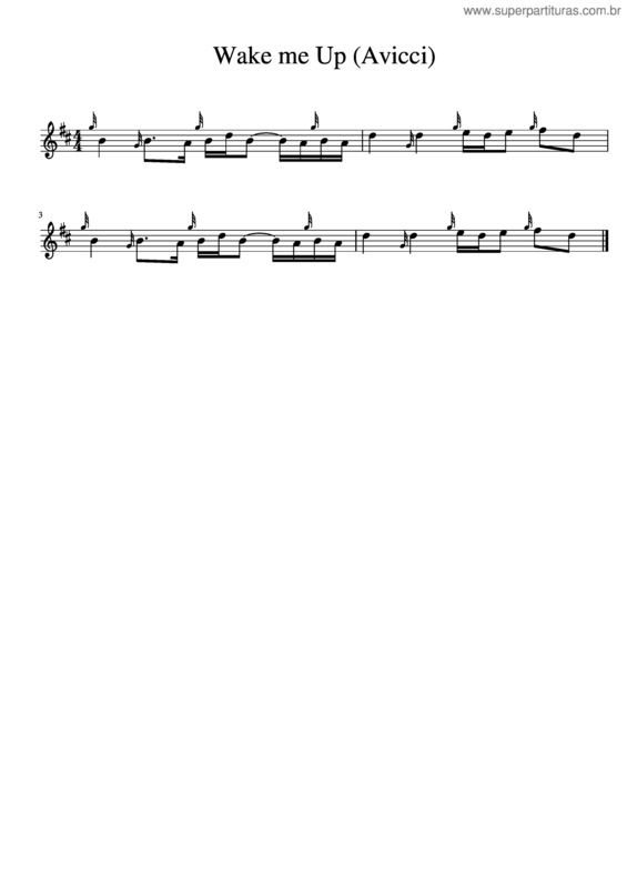 Partitura da música Wake Me Up  Avicci