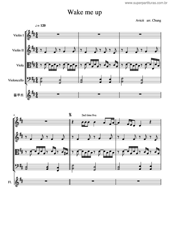 Partitura da música Wake Me Up Avicii v.2