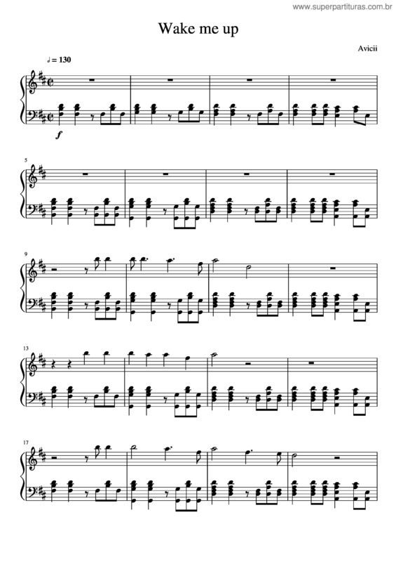 Partitura da música Wake Me Up Avicii