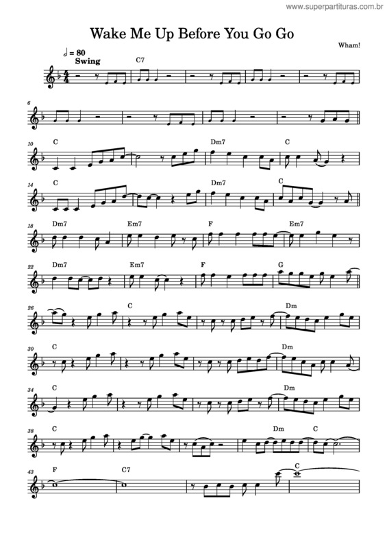 Partitura da música Wake Me Up Before You Go–Go – Wham! v.3