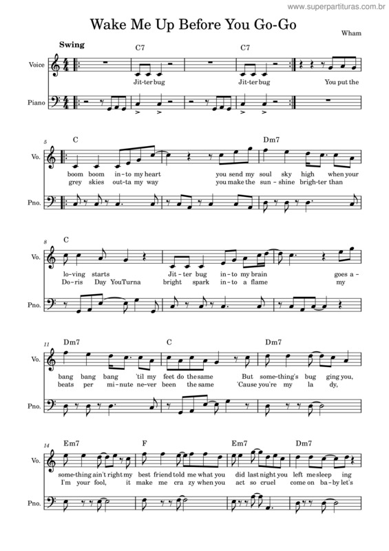 Partitura da música Wake Me Up Before You Go–Go – Wham! Wake Me Up Bass v.2