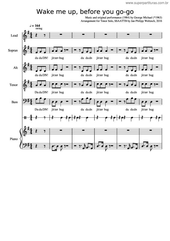 Partitura da música Wake Me Up Before You Go Go Ssatb + Piano