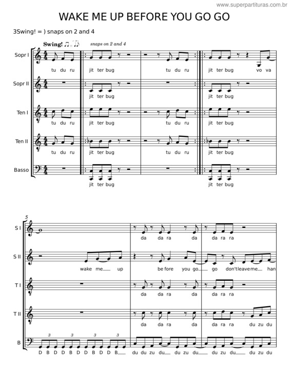 Partitura da música Wake Me Up Before You Go Go v.11