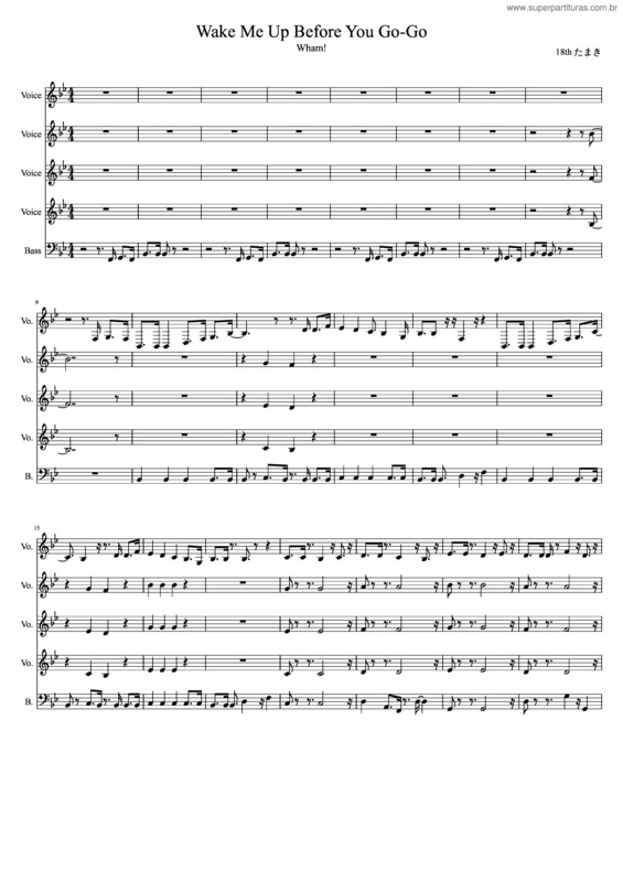 Partitura da música Wake Me Up Before You Go–Go v.2
