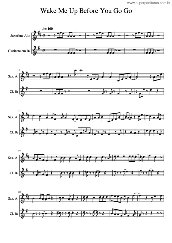 Partitura da música Wake Me Up Before You Go Go v.3