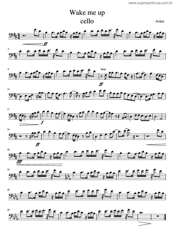 Partitura da música Wake Me Up Cello