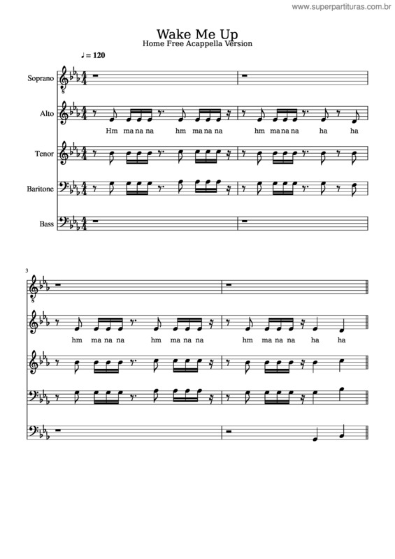Partitura da música Wake Me Up Home Free Acappella Version