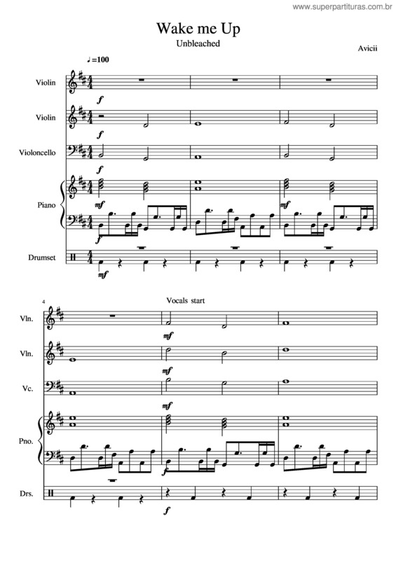Partitura da música Wake Me Up v.11