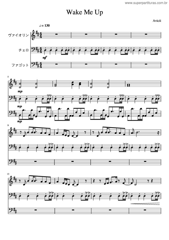 Partitura da música Wake Me Up v.16