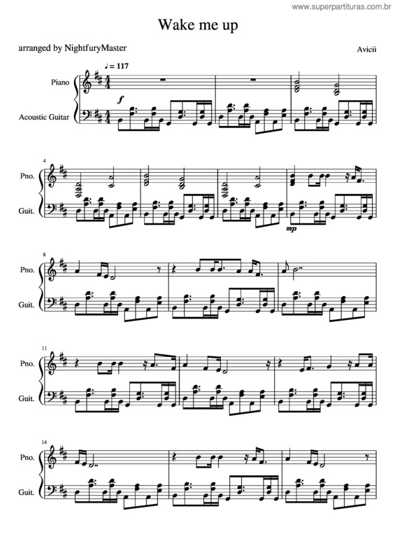 Partitura da música Wake Me Up v.17