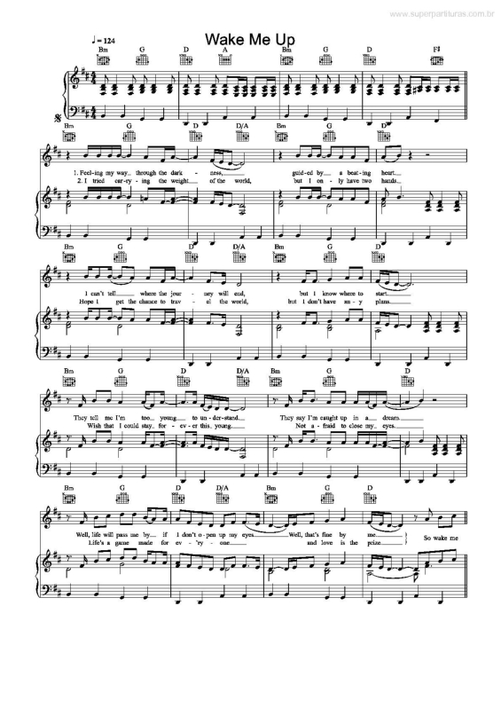 Partitura da música Wake Me Up v.2