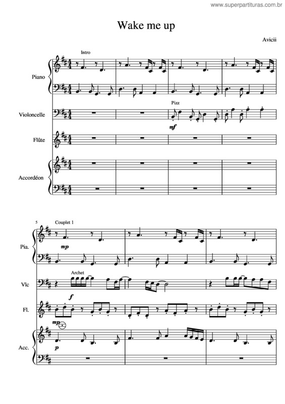 Partitura da música Wake Me Up v.20