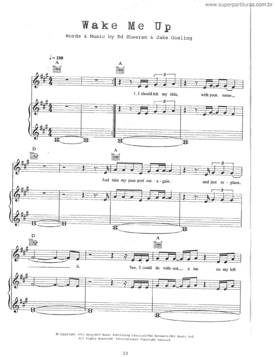 Partitura da música Wake Me Up v.3