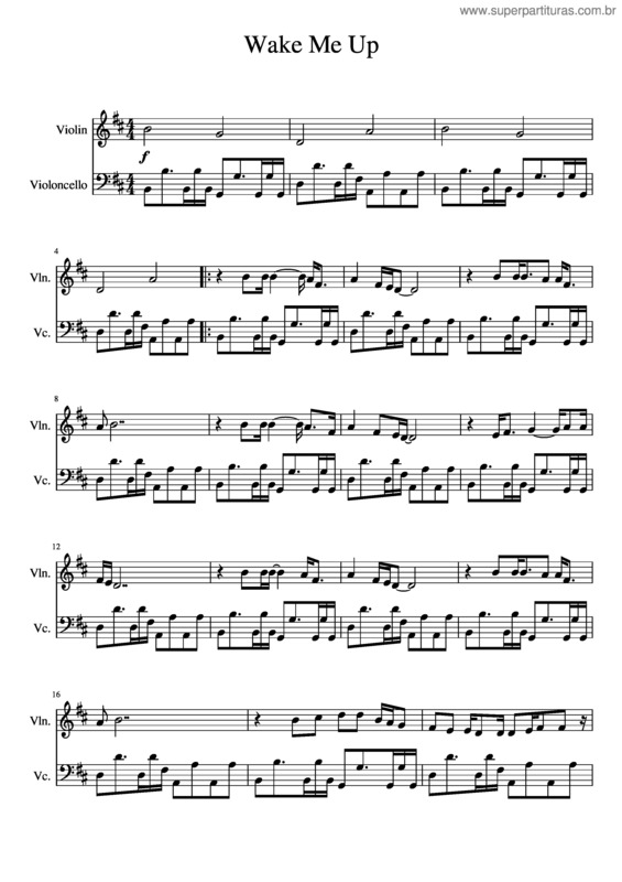 Partitura da música Wake Me Up v.4