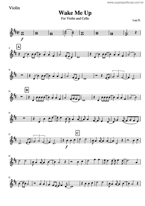 Partitura da música Wake Me Up Violino