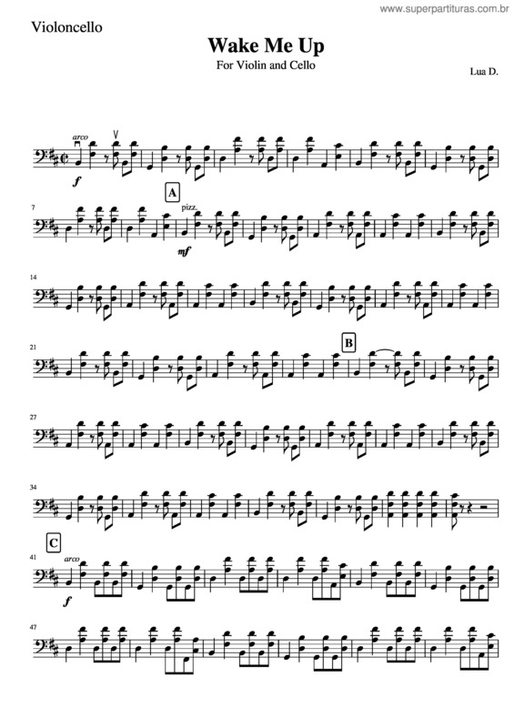 Partitura da música Wake Me Up Violoncelo