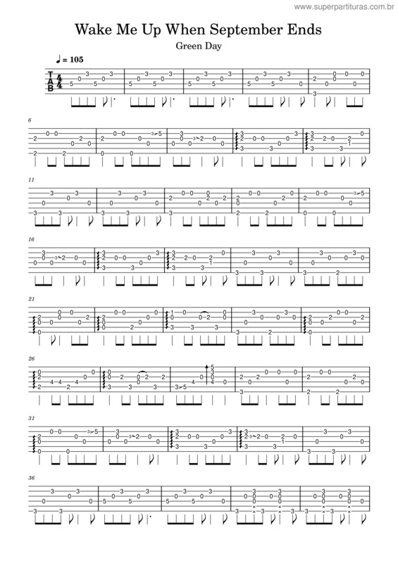 Partitura da música Wake Me Up When September Ends v.15