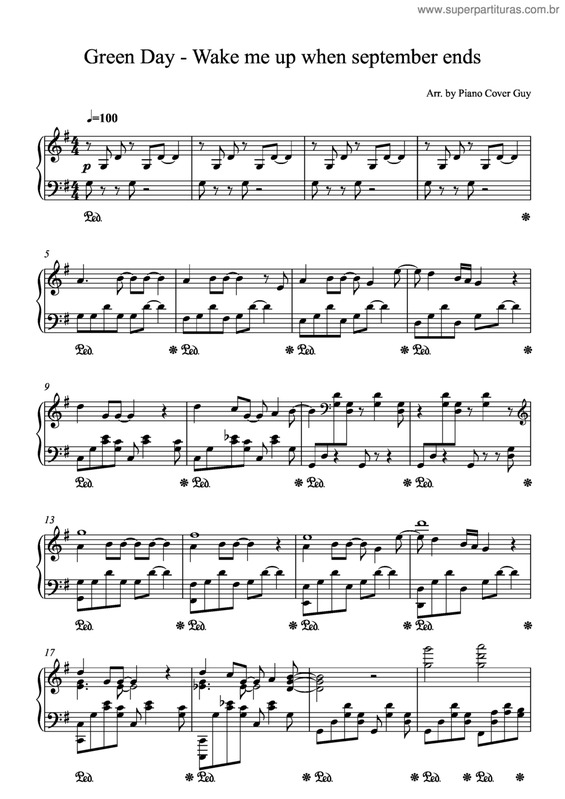Partitura da música Wake Me Up When September Ends V.4