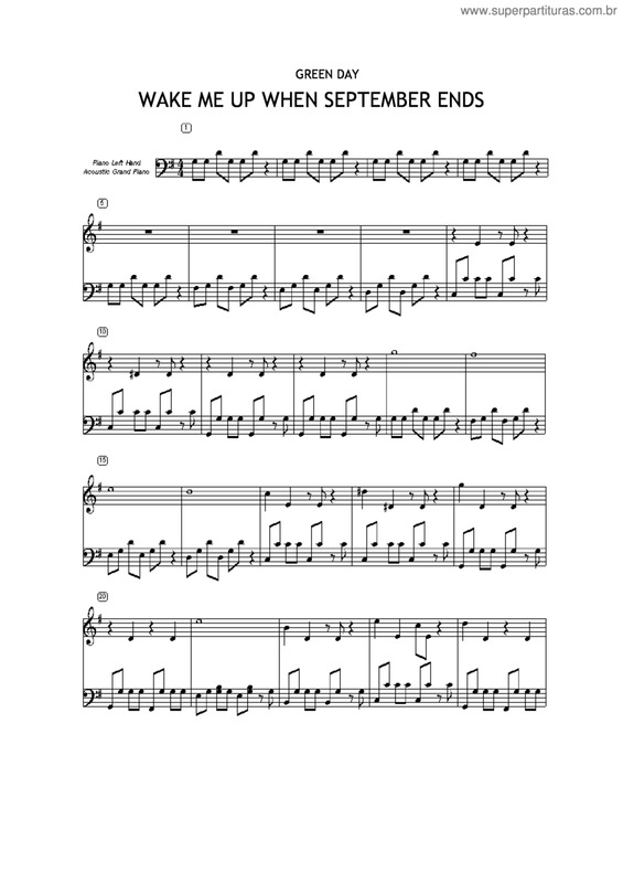 Partitura da música Wake Me Up When September Ends V.8