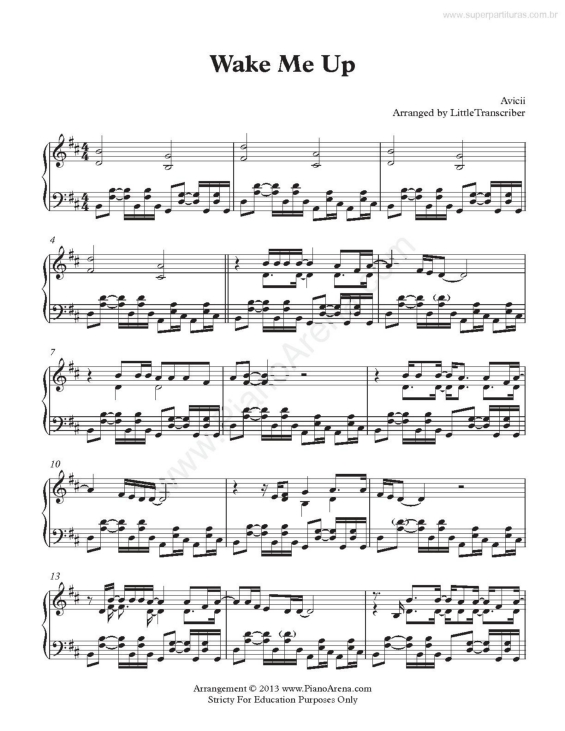 Partitura da música Wake Me Up