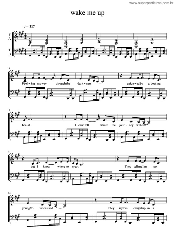 Partitura da música Wake Me Uppianoguitar 1