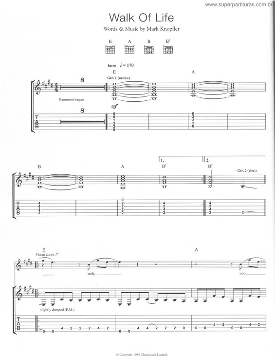 Partitura da música Walk Of Life v.2