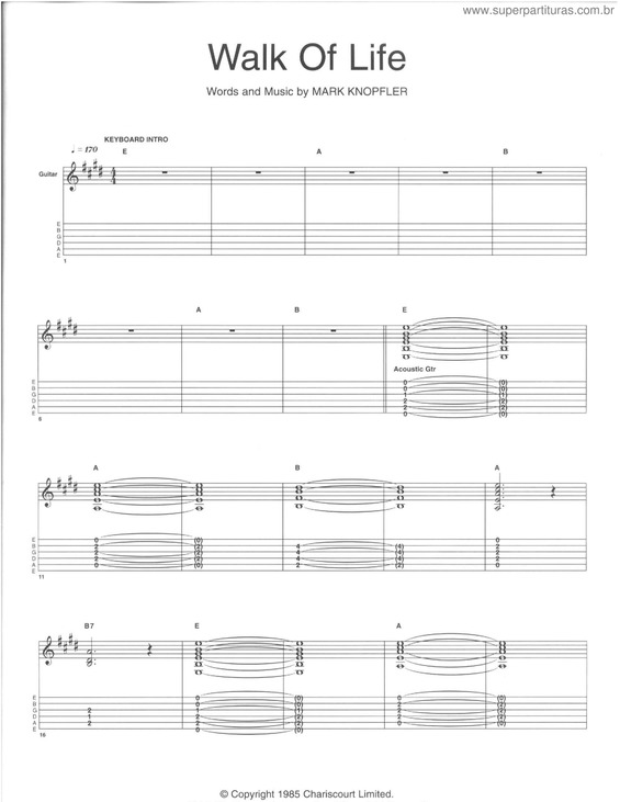 Partitura da música Walk Of Life v.3