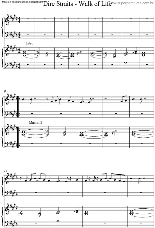 Partitura da música Walk Of Life v.4