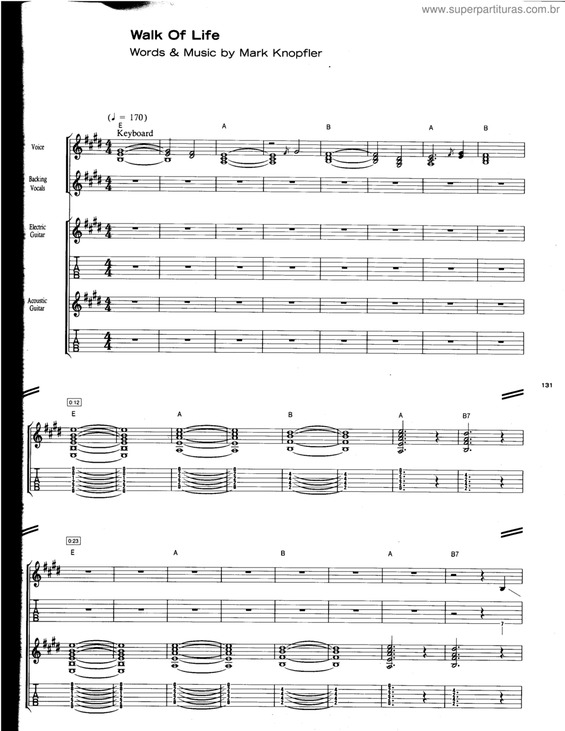 Partitura da música Walk Of Life