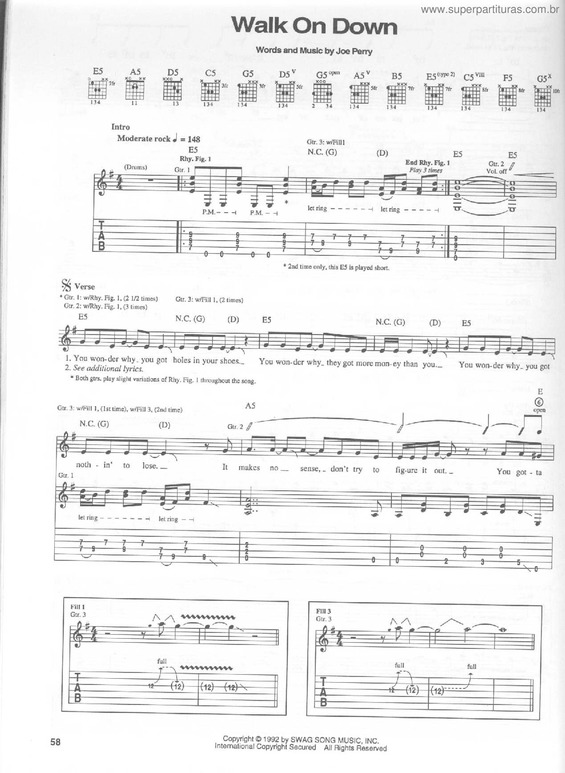 Partitura da música Walk On Down