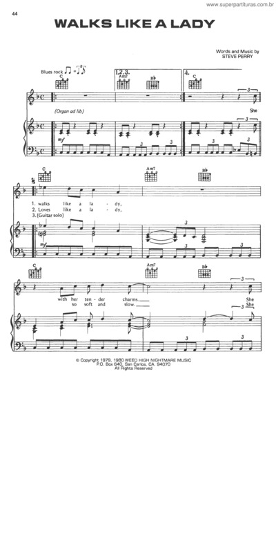 Partitura da música Walks Like A Lady v.2