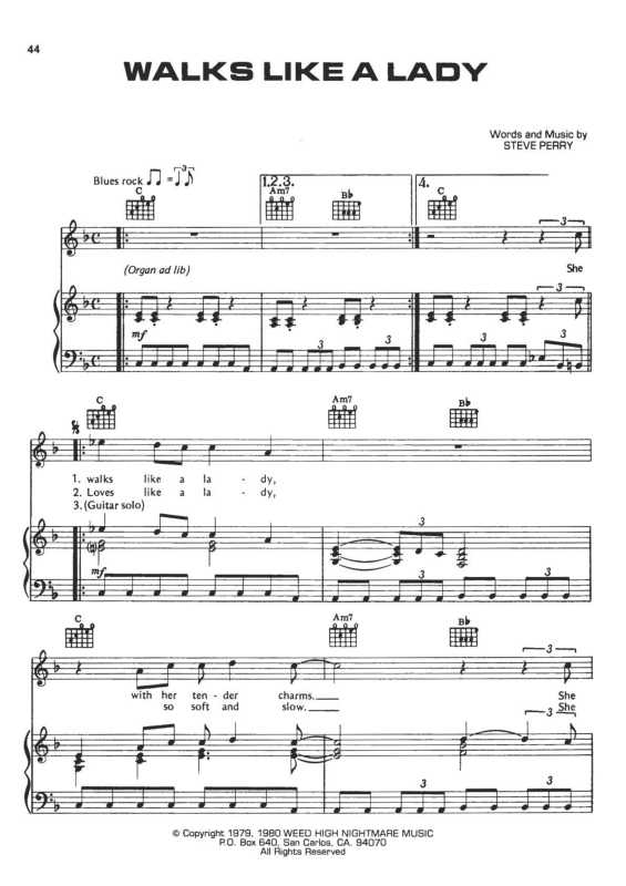 Partitura da música Walks Like a Lady